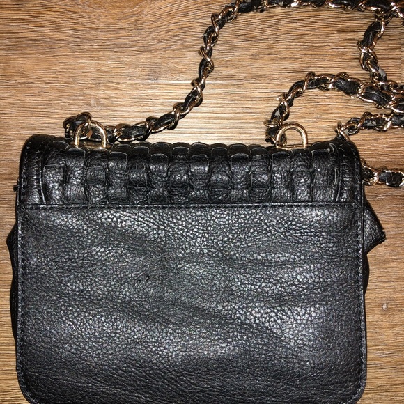Bebe Small Black Leather Purse Gold & Black Chain - Picture 5 of 5